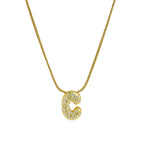 Rhinestone initial pendant necklace c
