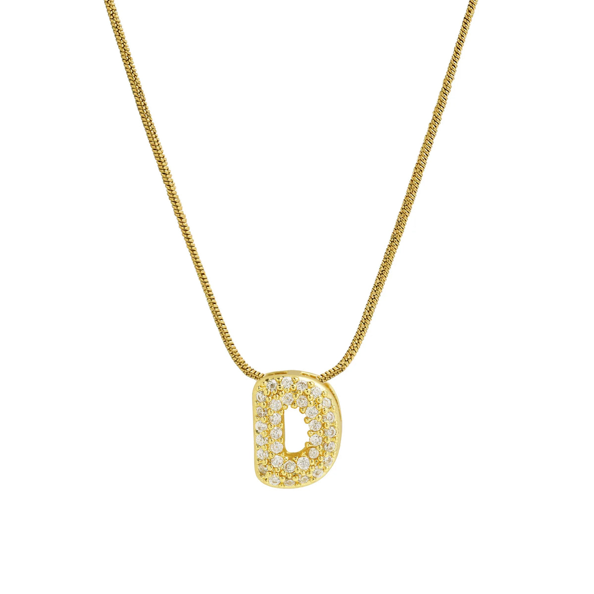 Rhinestone initial pendant necklace d
