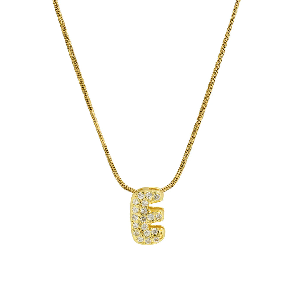 Rhinestone initial pendant necklace e