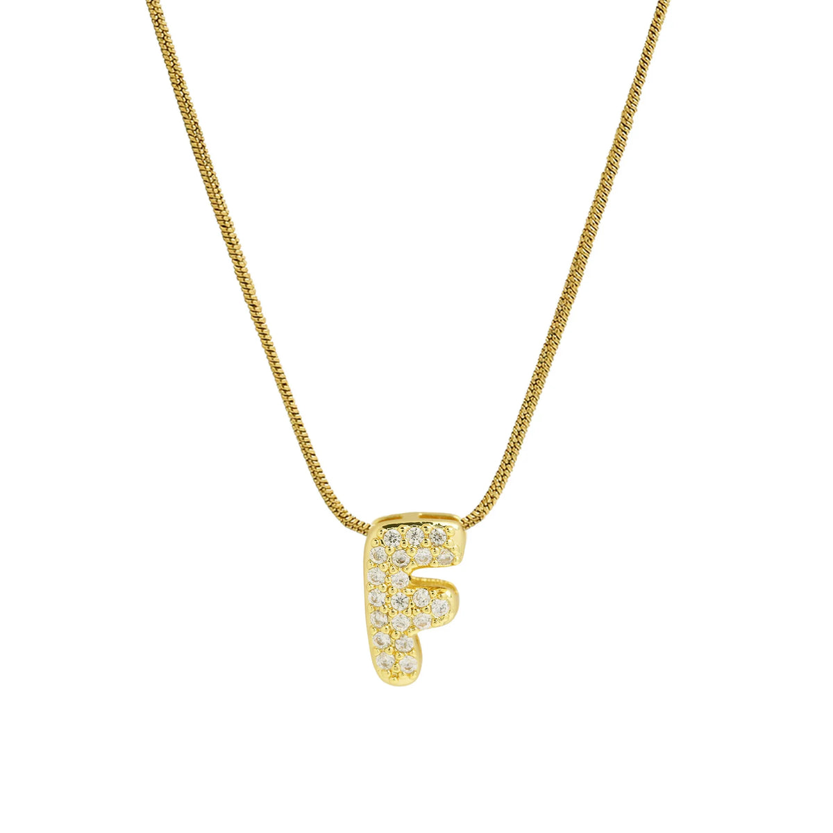 Rhinestone initial pendant necklace f