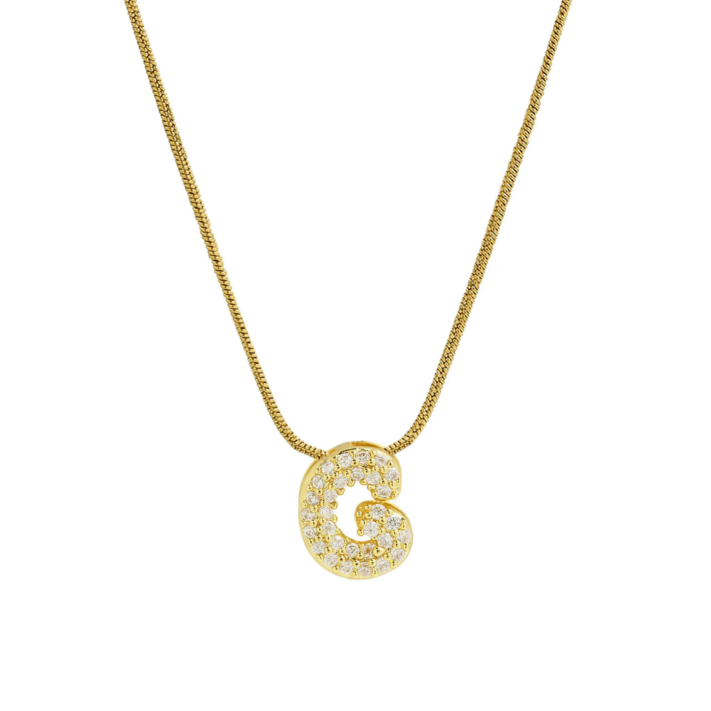 Rhinestone initial pendant necklace g