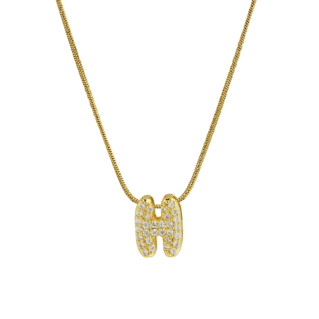 Rhinestone initial pendant necklace h