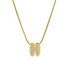 Rhinestone initial pendant necklace h