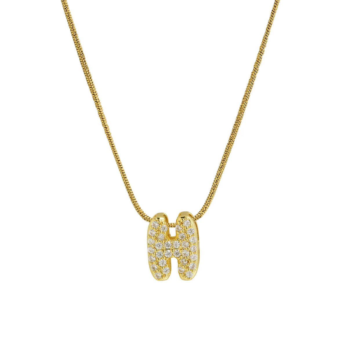 Rhinestone initial pendant necklace h