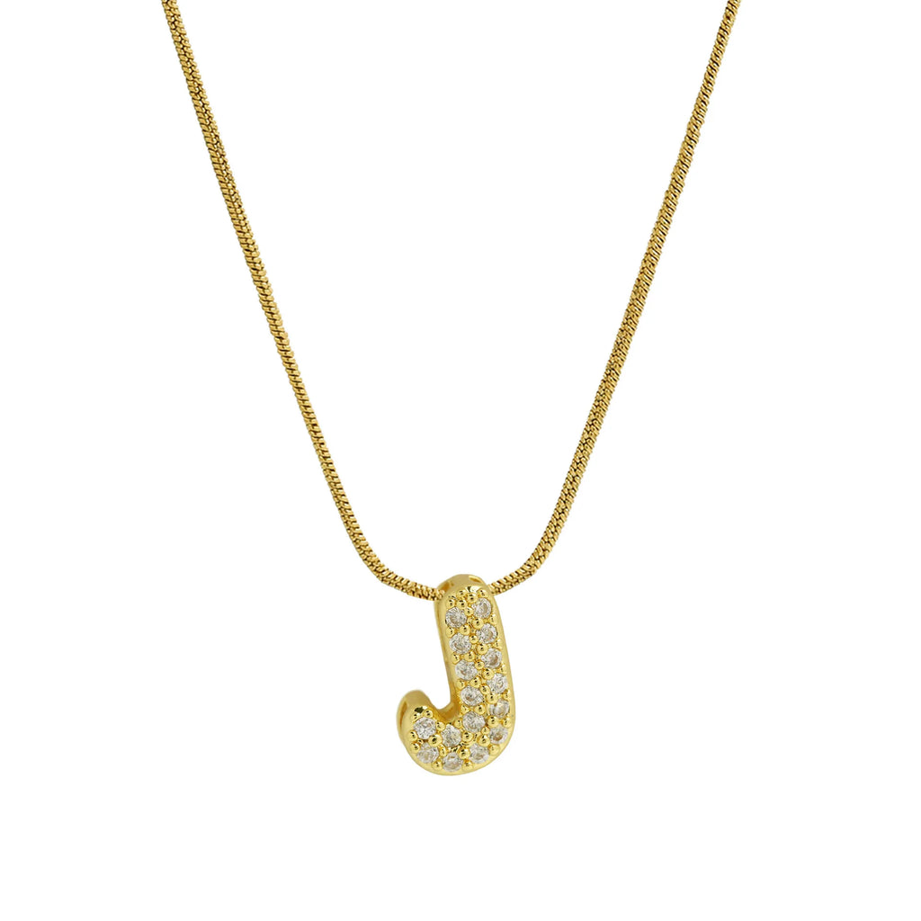 Rhinestone initial pendant necklace j
