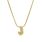 Rhinestone initial pendant necklace j