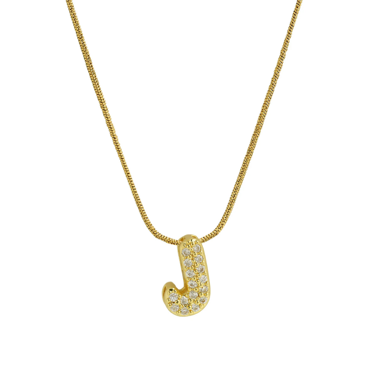 Rhinestone initial pendant necklace j