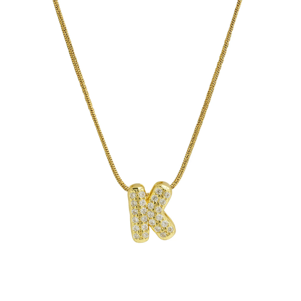 Rhinestone initial pendant necklace k