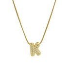 Rhinestone initial pendant necklace k