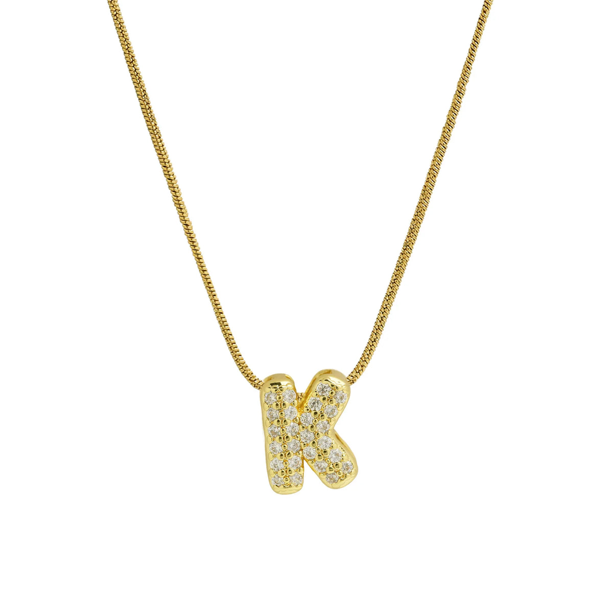 Rhinestone initial pendant necklace k