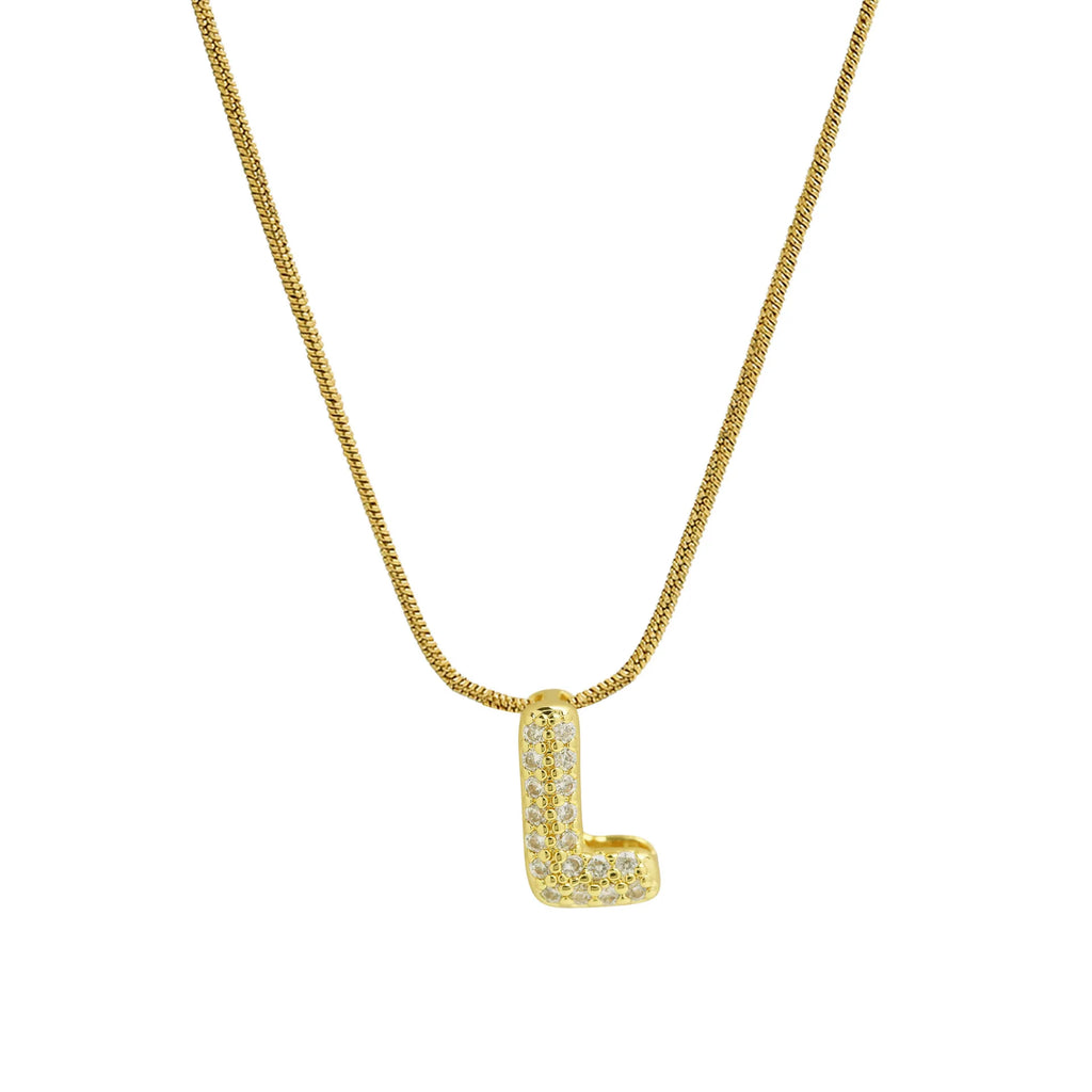 Rhinestone initial pendant necklace l
