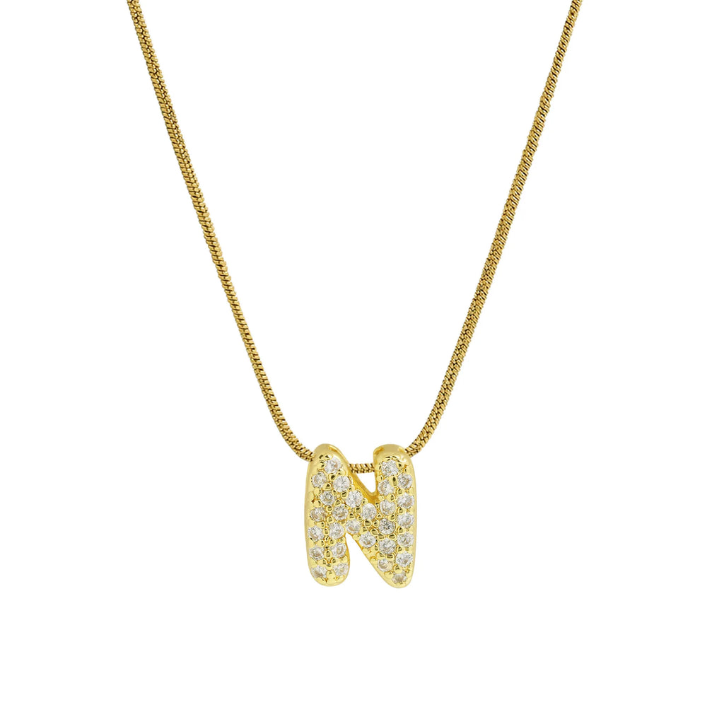 Rhinestone initial pendant necklace n