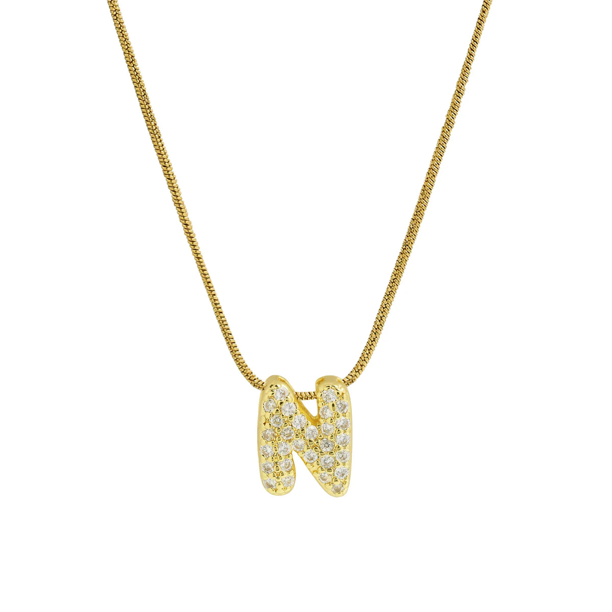 Rhinestone initial pendant necklace n