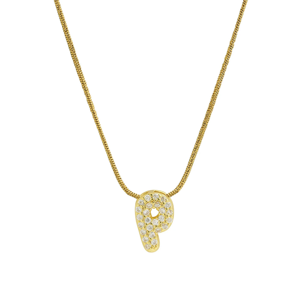 Rhinestone initial pendant necklace p