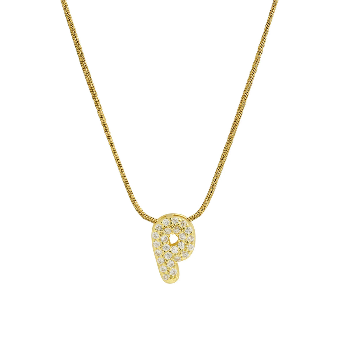 Rhinestone initial pendant necklace p