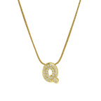 Rhinestone initial pendant necklace q