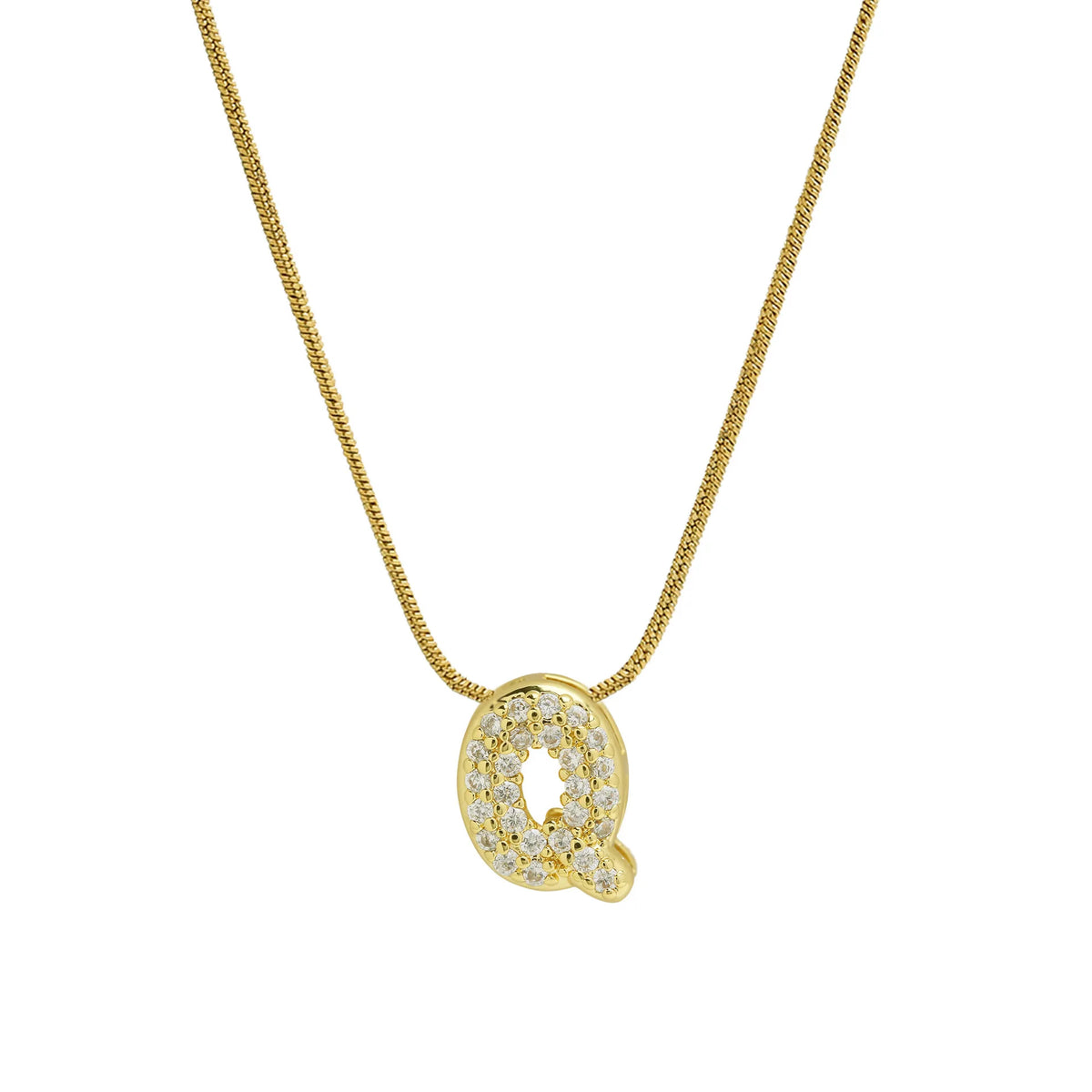 Rhinestone initial pendant necklace q