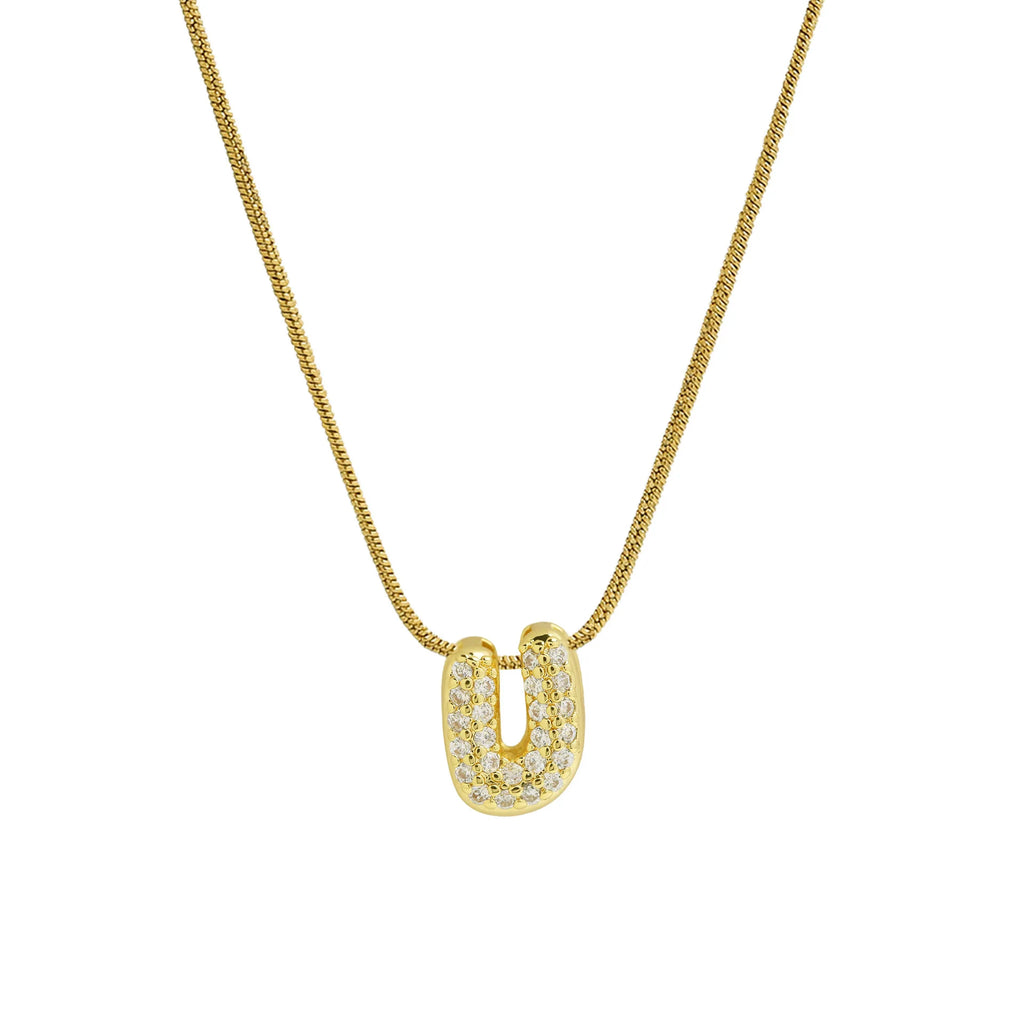 Rhinestone initial pendant necklace u