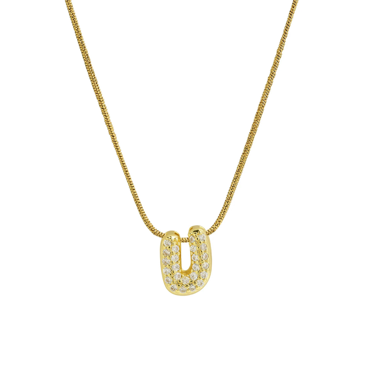 Rhinestone initial pendant necklace u