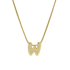 Rhinestone initial pendant necklace w