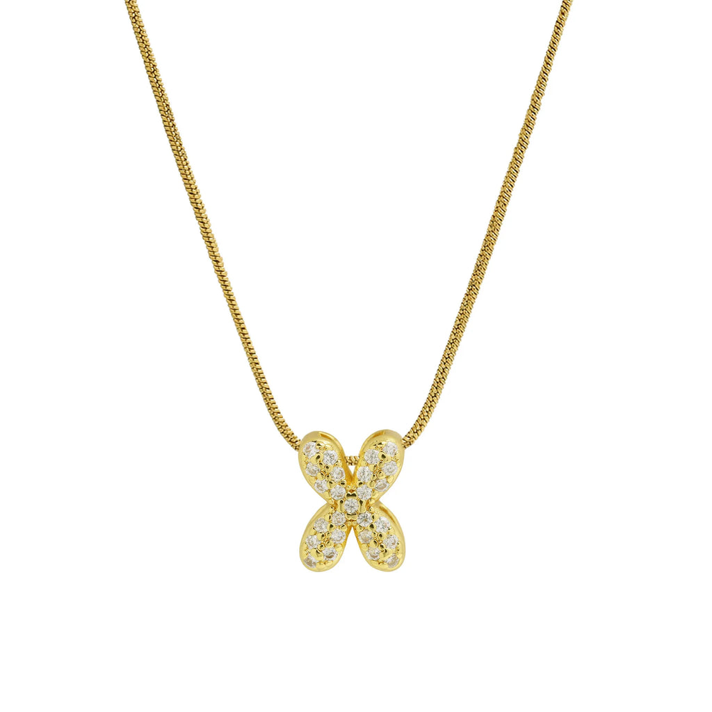 Rhinestone initial pendant necklace x