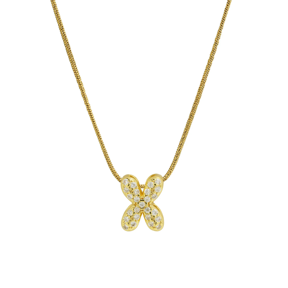 Rhinestone initial pendant necklace x
