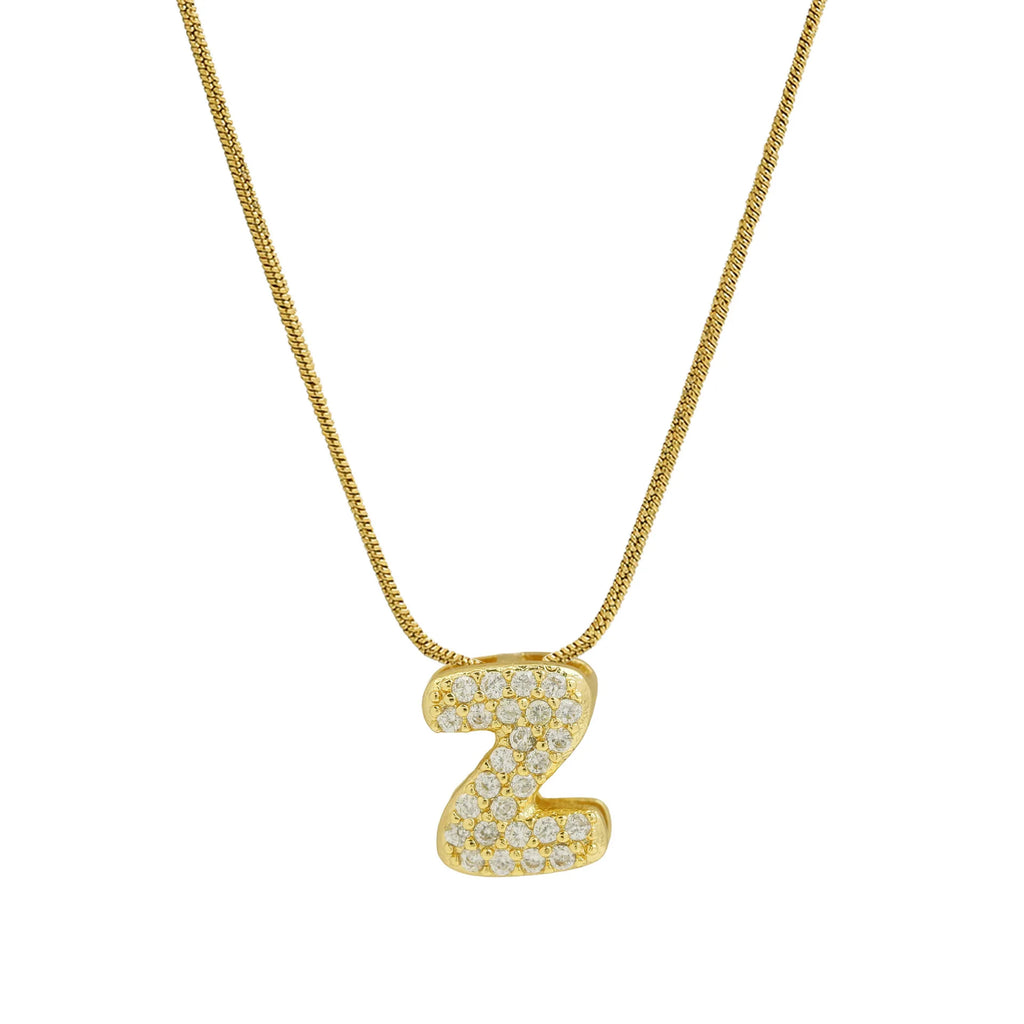 Rhinestone initial pendant necklace z