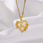 Necklace with initial and heart pendant k