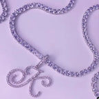 Choker necklace with initial pendant and rhinestones k