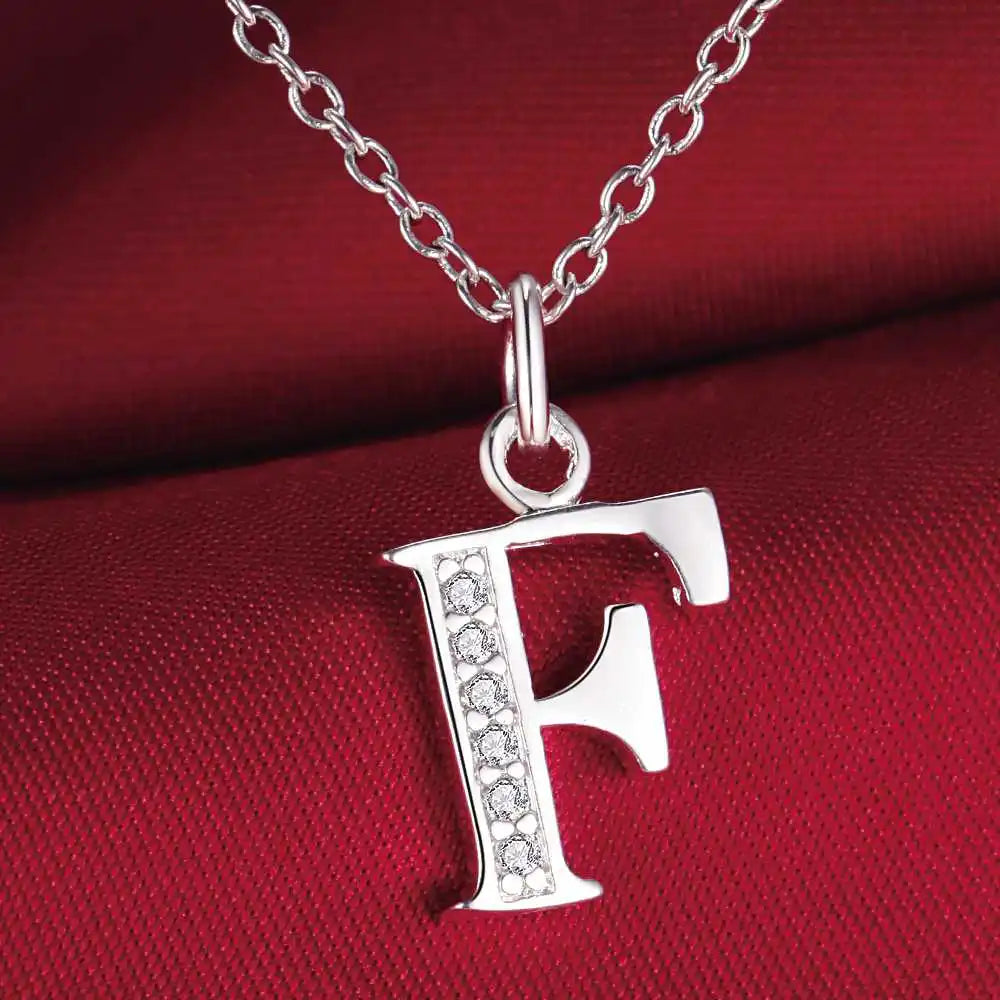 Long necklace with initial pendant f