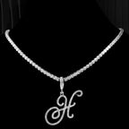 Choker necklace with initial pendant and rhinestones h