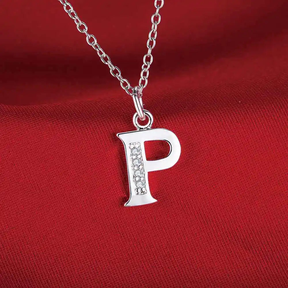 Long necklace with initial pendant p
