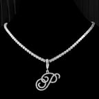 Choker necklace with initial pendant and rhinestones p