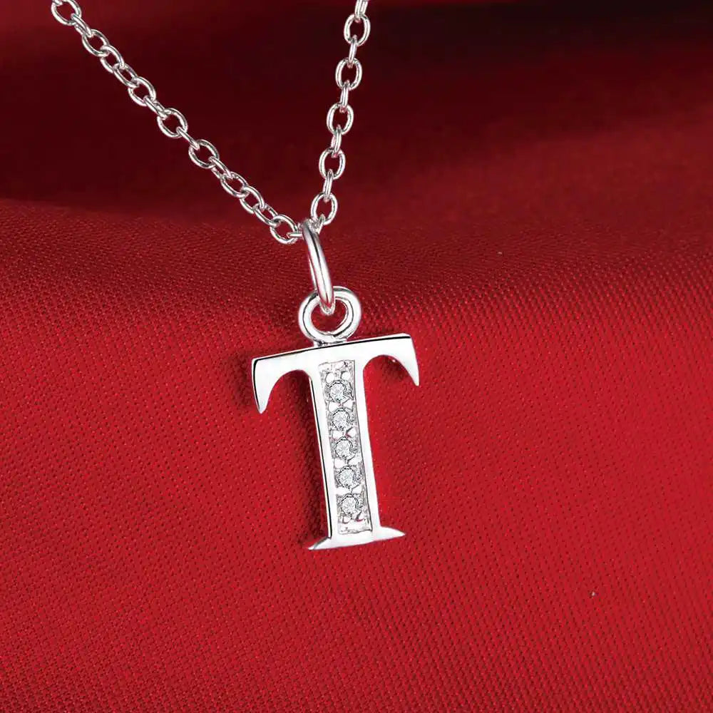 Long necklace with initial pendant t