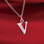 Long necklace with initial pendant v