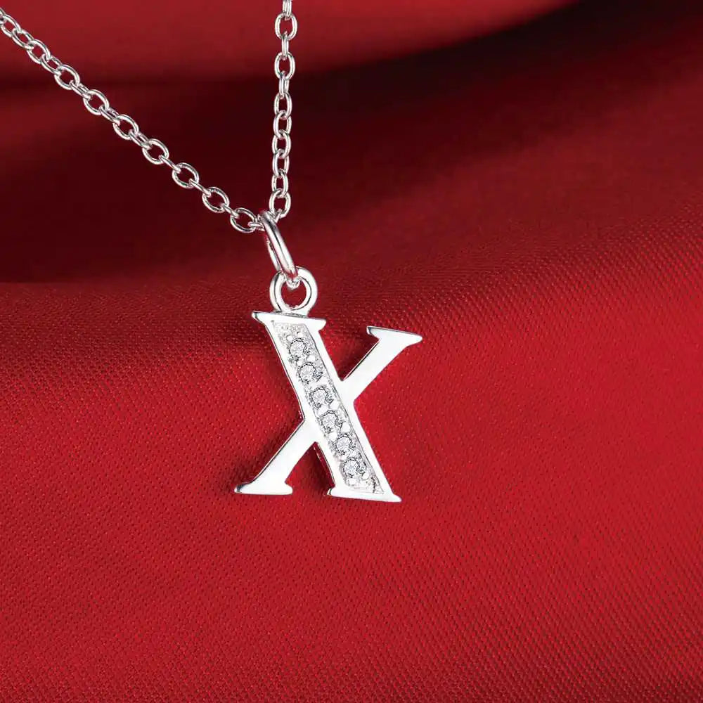 Long necklace with initial pendant x