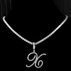 Choker necklace with initial pendant and rhinestones x