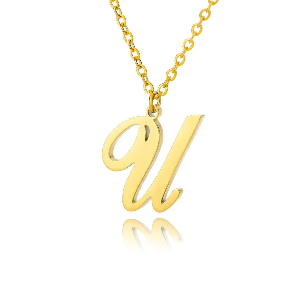 Necklace with initial letter pendant for women