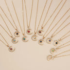 Necklace with Moon Pendant in Rhinestones Birthstone