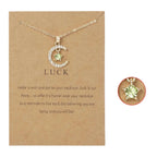 Necklace with Moon Pendant in Rhinestones Birthstone