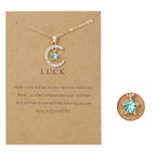 Necklace with Moon Pendant in Rhinestones Birthstone