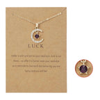 Necklace with Moon Pendant in Rhinestones Birthstone