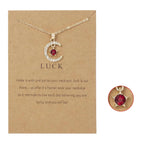 Necklace with Moon Pendant in Rhinestones Birthstone