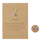 Necklace with Moon Pendant in Rhinestones Birthstone