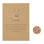 Necklace with Moon Pendant in Rhinestones Birthstone