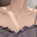 Necklace with Moon and Star Crystal Pendant