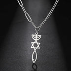 Necklace with Messianic Menorah and Star of David pendant, silver