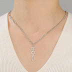 Necklace with Messianic Menorah and Star of David pendant, silver