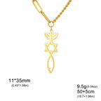Necklace with Messianic Menorah and Star of David pendant, gold