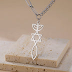 Necklace with Messianic Menorah and Star of David pendant, silver